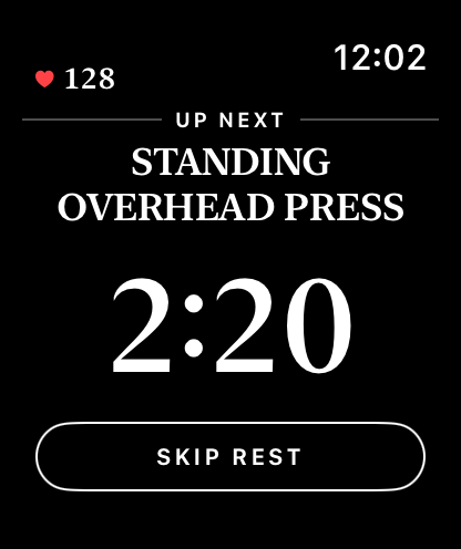 Rest on the watch, with the next lift named.